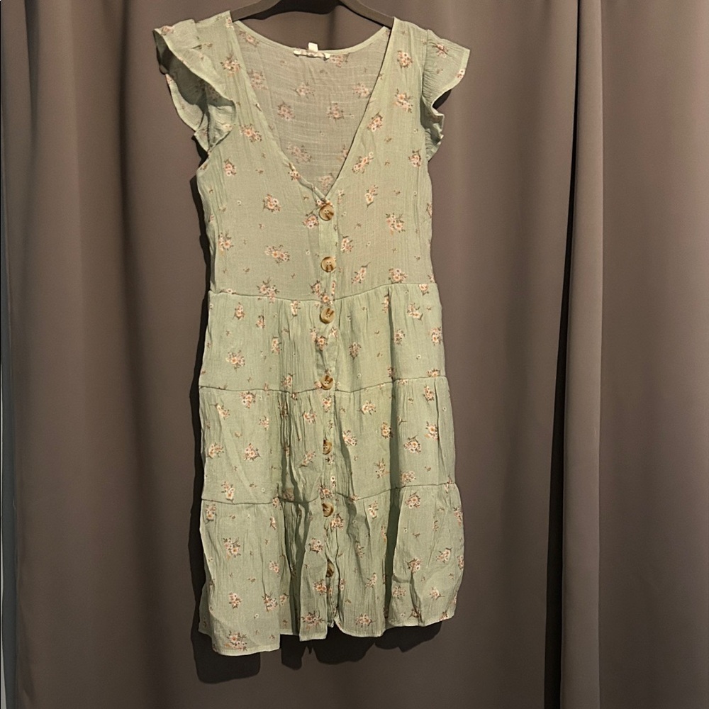 Mine Light Green Floral Dress